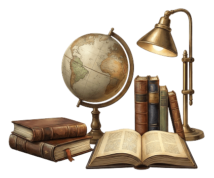 Vintage books and a globe